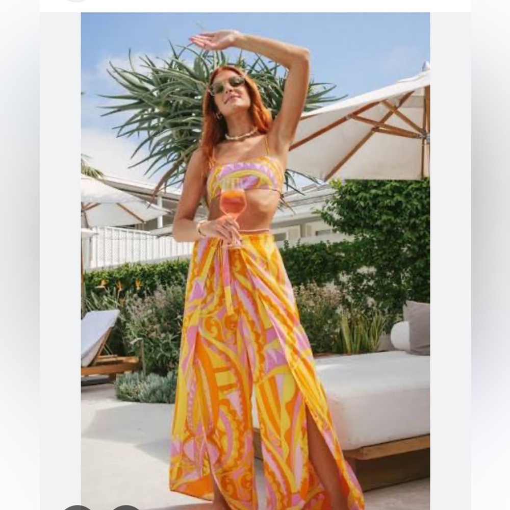 Show Me Your MuMu Yellow & Pink Wide Leg Pants